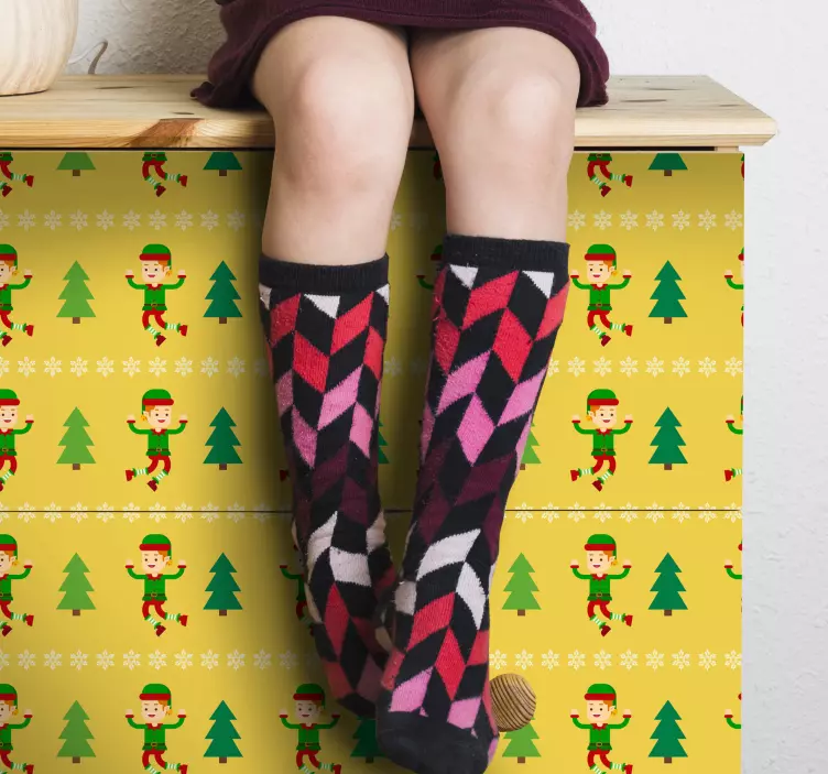 Joyful Elf Pattern holiday sticker - TenStickers