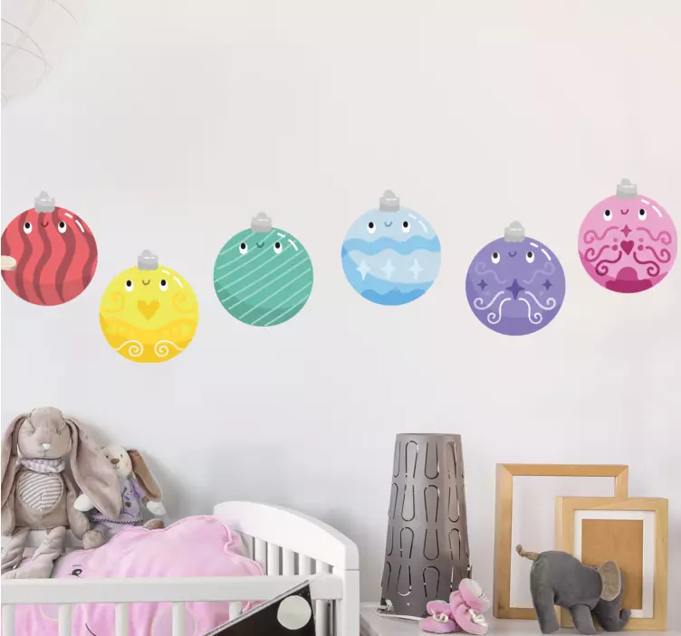 Kids  ball ornaments set christmas sticker - TenStickers