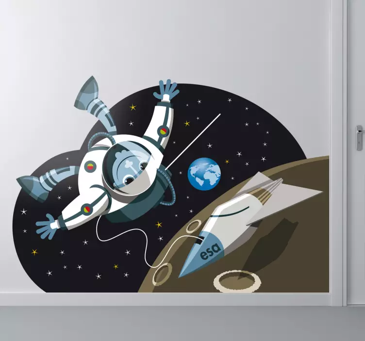Kids European Astronaut Wall Sticker - TenStickers