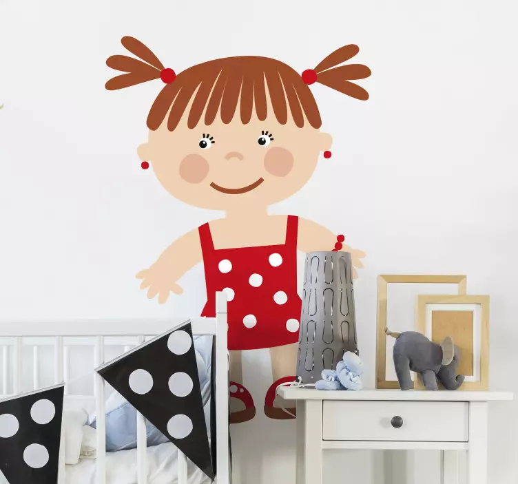 Kids Stickers Little Girl in Red - TenStickers