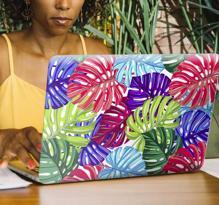 Laptop skin colorful tropical foliage design - TenStickers