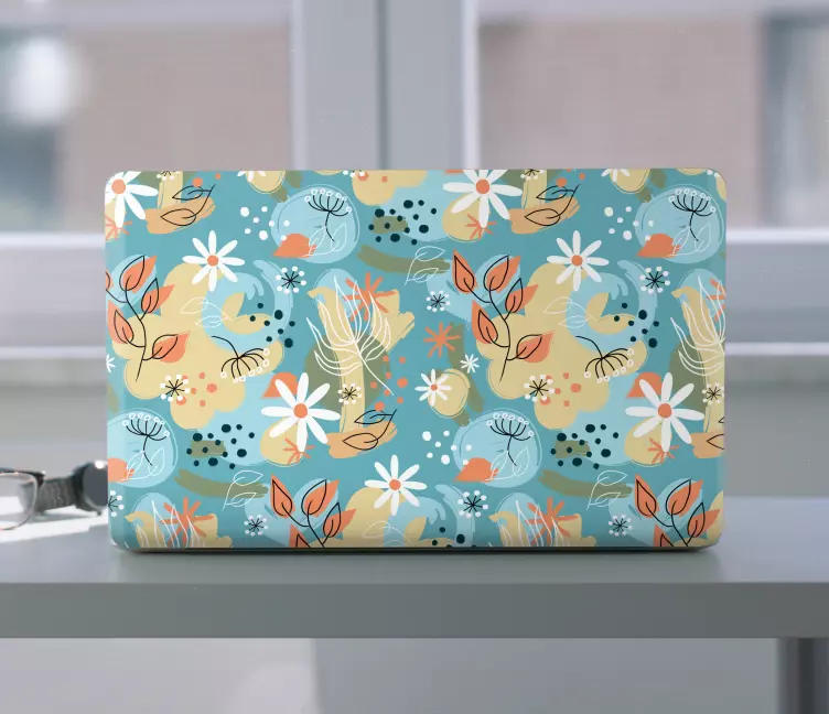 Laptop skin floral design cover - TenStickers