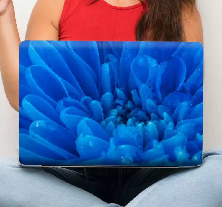Laptop skin glowing blue flower design - TenStickers