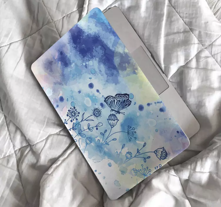 Laptop skin with botanical butterfly design - TenStickers