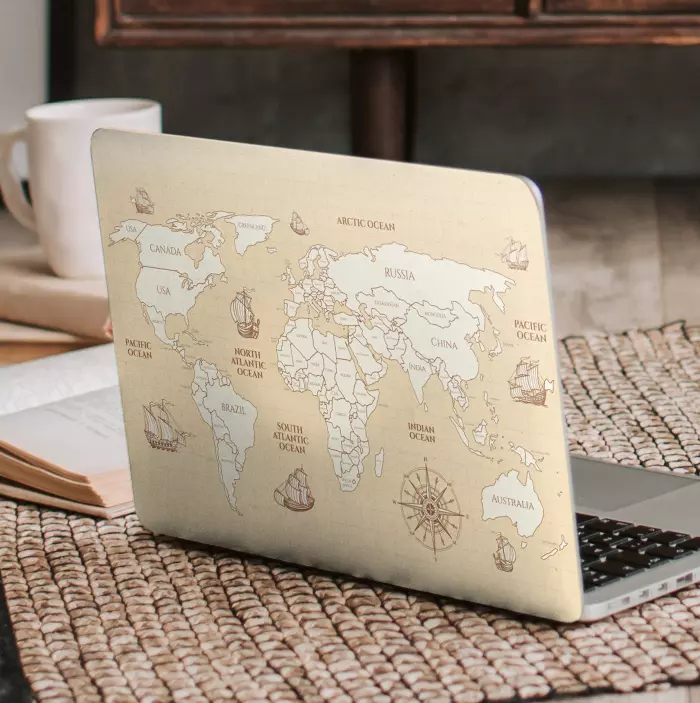 Laptop skin world map design - TenStickers