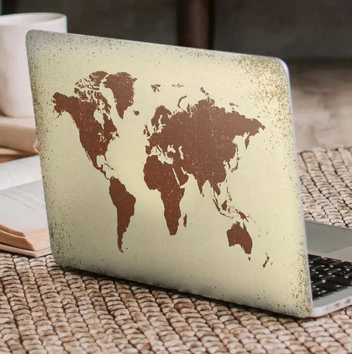 Laptop skin worldwide map outline - TenStickers