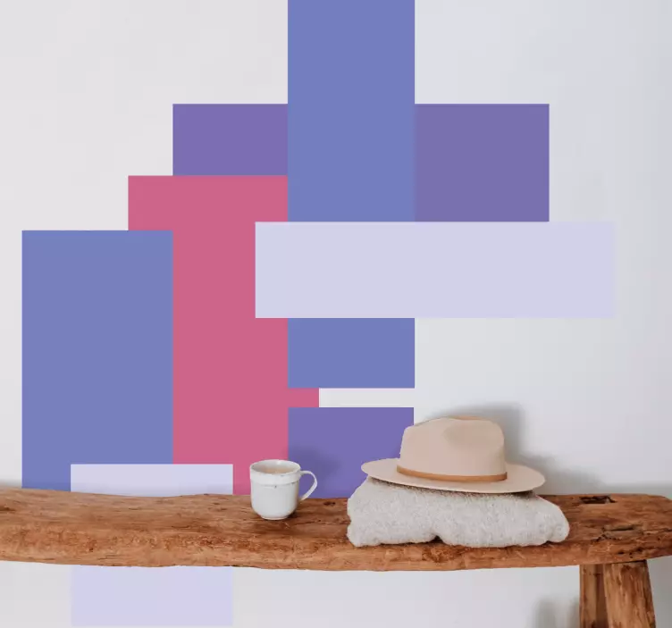Layered geometric blocks wall sticker - TenStickers