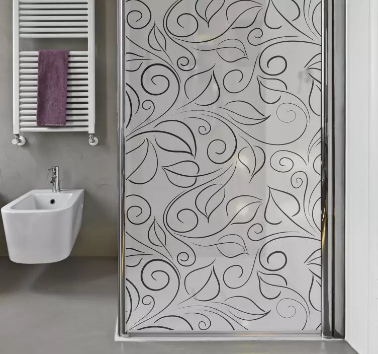 leaf pattern shower screen sticker - TenStickers