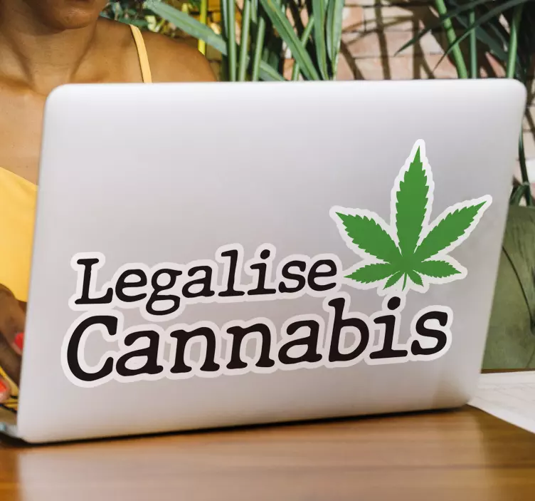 Legalise cannabis laptop sticker - TenStickers