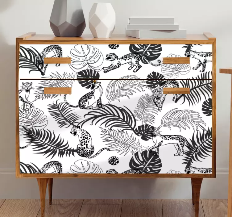 Leopard leaf pattern furniture sticker - TenStickers
