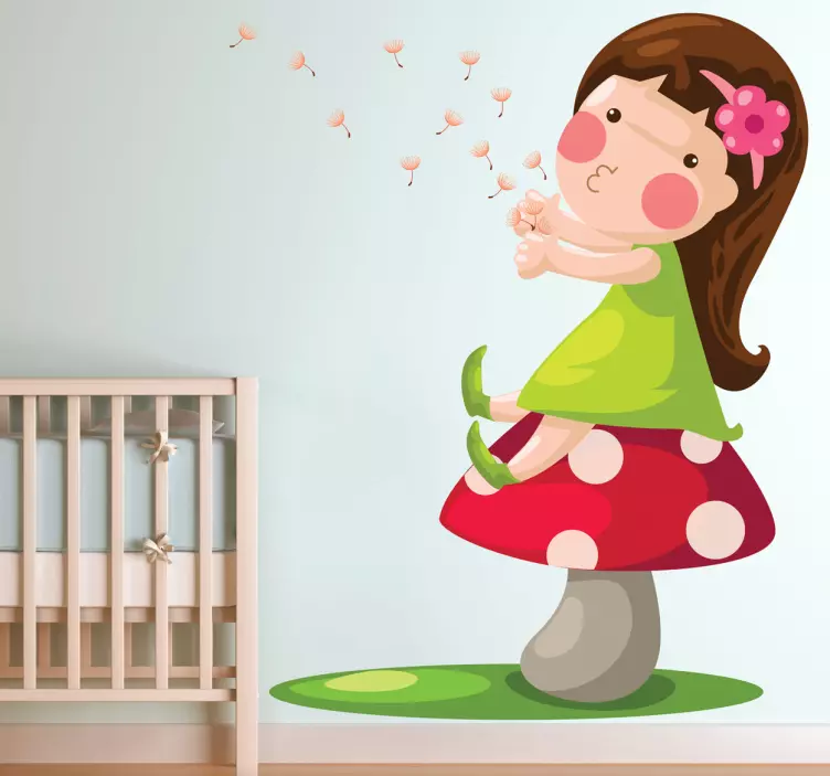 Little Girl & Dandelions Kids Sticker - TenStickers