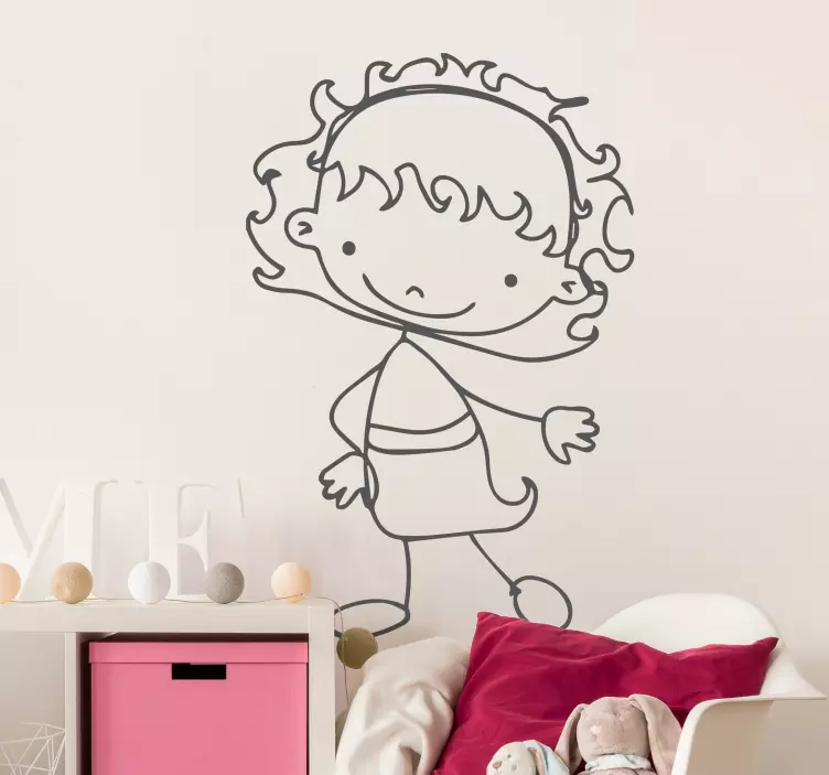 Little Girl Outline Kids Sticker - TenStickers