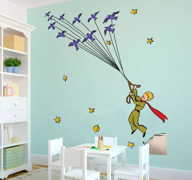 Little Prince Flying Birds Sticker - TenStickers