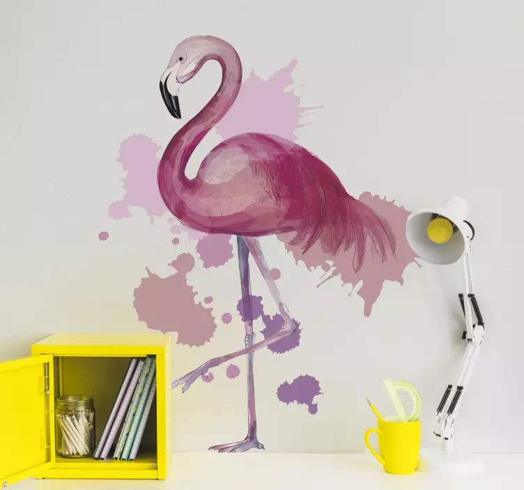 Location sticker flamingo splash design - TenStickers