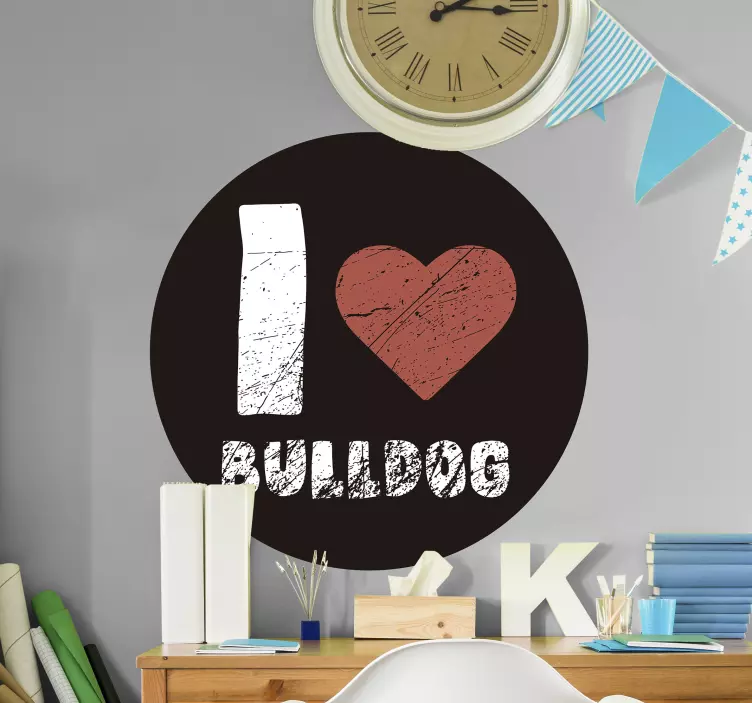 LOVE BULLDOG pet wall art - TenStickers
