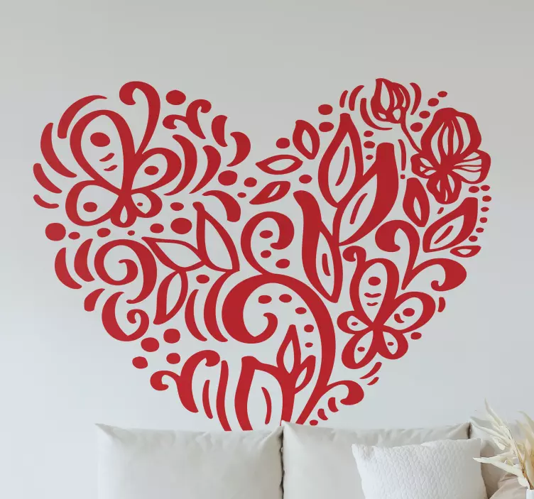 Love sticker heart floral design - TenStickers