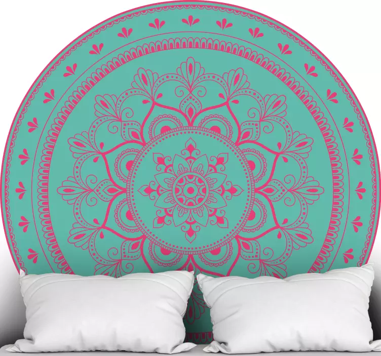 Mandala motif illustration headboard wall sticker - TenStickers