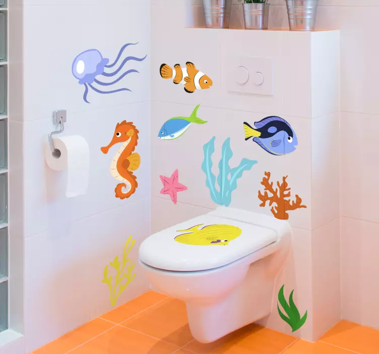 Colorful sea life sea animal wall sticker - TenStickers