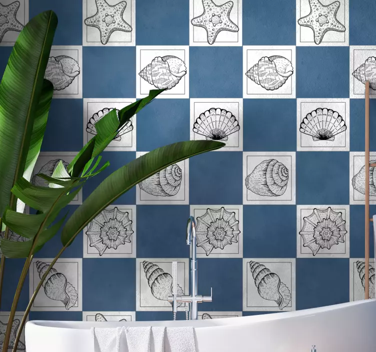 Marine life and seashells tile sticker - TenStickers