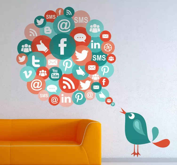 Social media Bird Wall Sticker - TenStickers