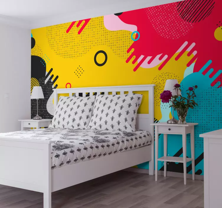 Memphis style Wall Mural sticker - TenStickers