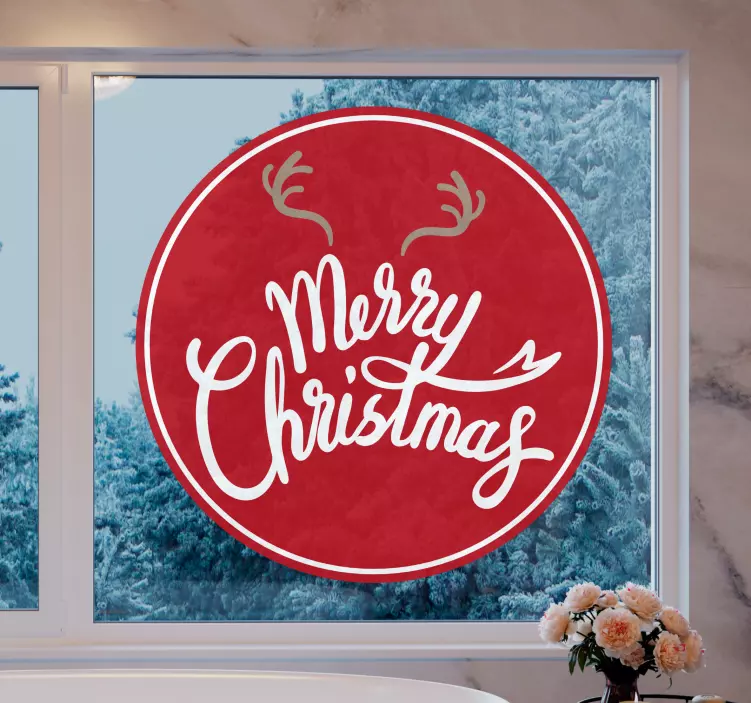 Merry chritsmas with reindeer chunks sticker - TenStickers