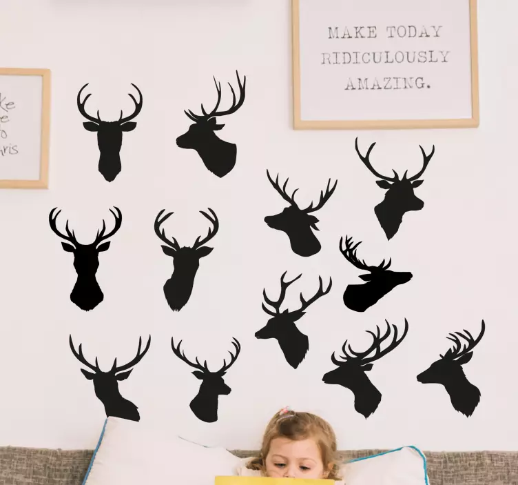 Mini Stag heads animal wall sticker - TenStickers