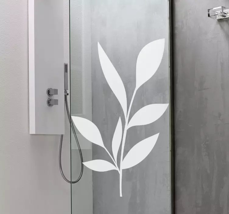 Minimalist Leaf Motif shower screen sticker - TenStickers