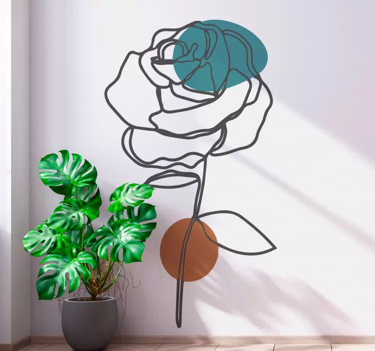 Minimalist rose outline wall sticker - TenStickers