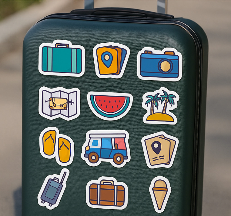 Minimalist Travel Icons wall sticker - TenStickers