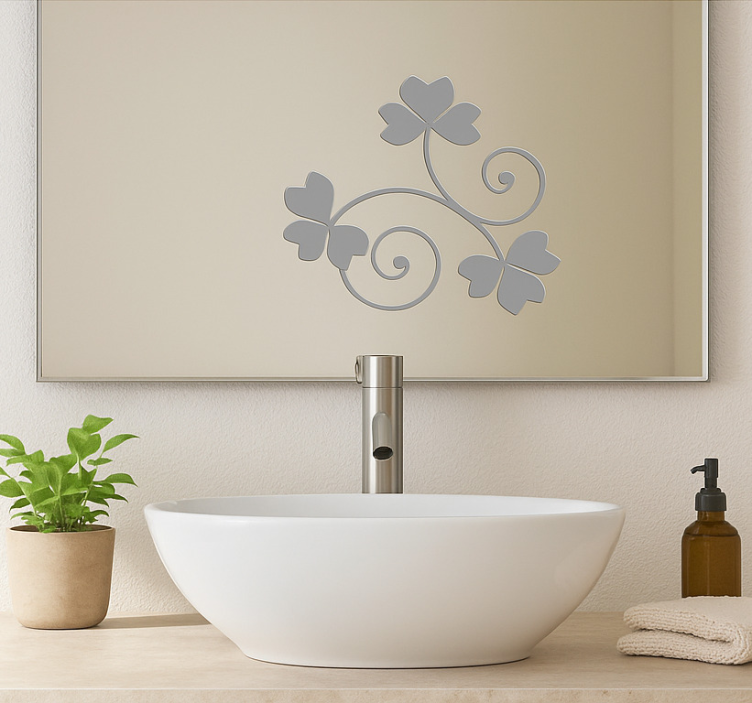 Mirror sticker clover floral swirl - TenStickers