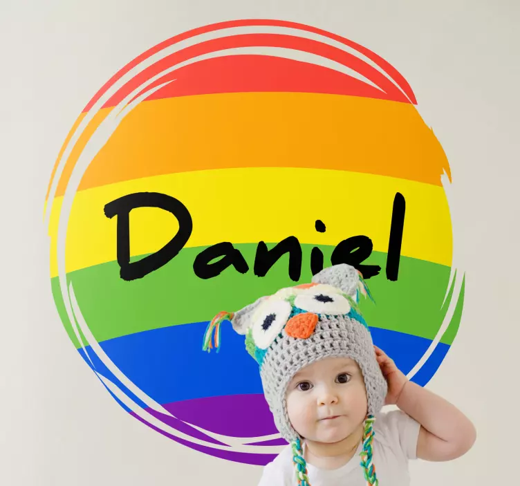 Modern vinyl rug colorful custom name - TenStickers