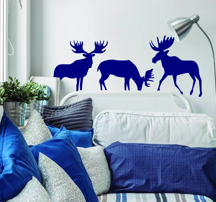 Moose Family Silhouettes farm animal wall sticker - TenStickers