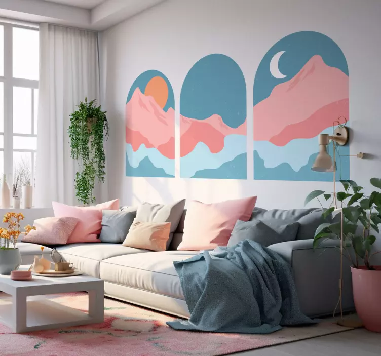 Mountain View Abstract Wall Decal - TenStickers