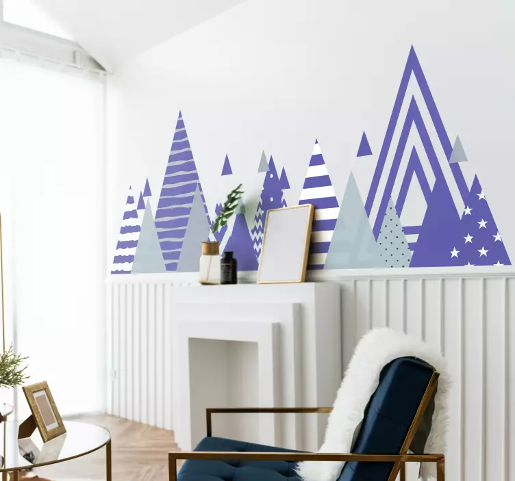 Mountains very peri color wall sticker - TenStickers