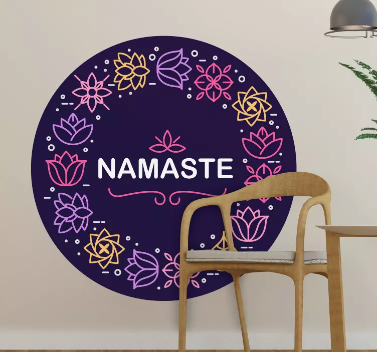 NAMASTE FLOWER CIRCLE DESIGN nature wall sticker - TenStickers