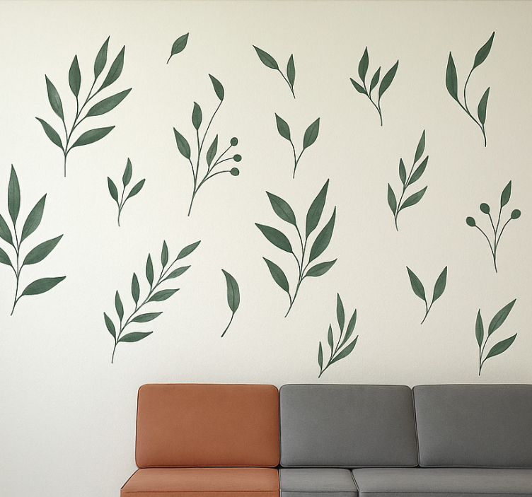 Natural Leaves  living room wall sticker - TenStickers