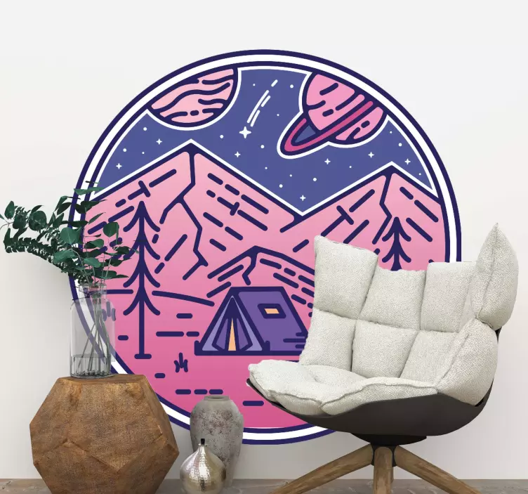 Nature wall sticker camping adventure scene - TenStickers
