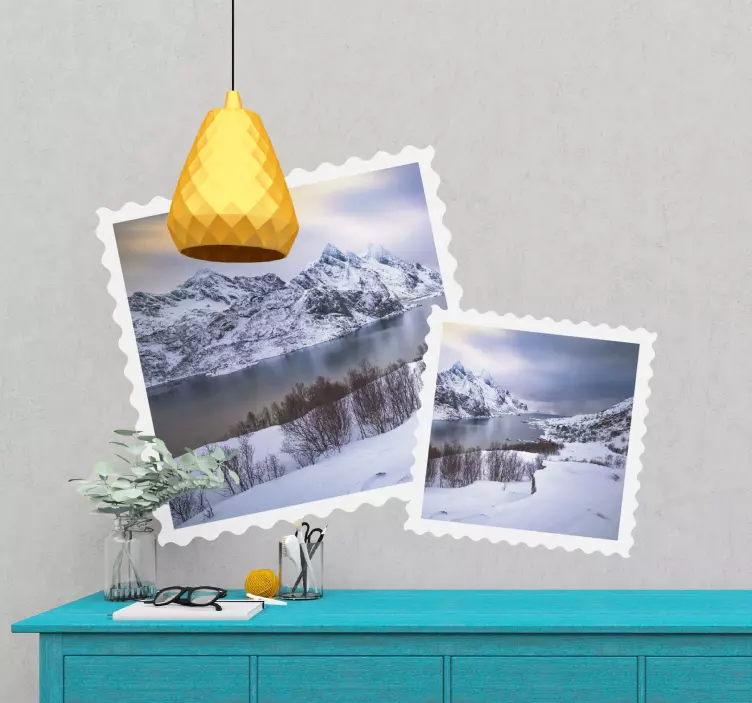 Nature wall sticker picturesque mountain view - TenStickers