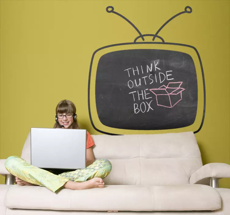 Old Television Blackboard Sticker - TenStickers