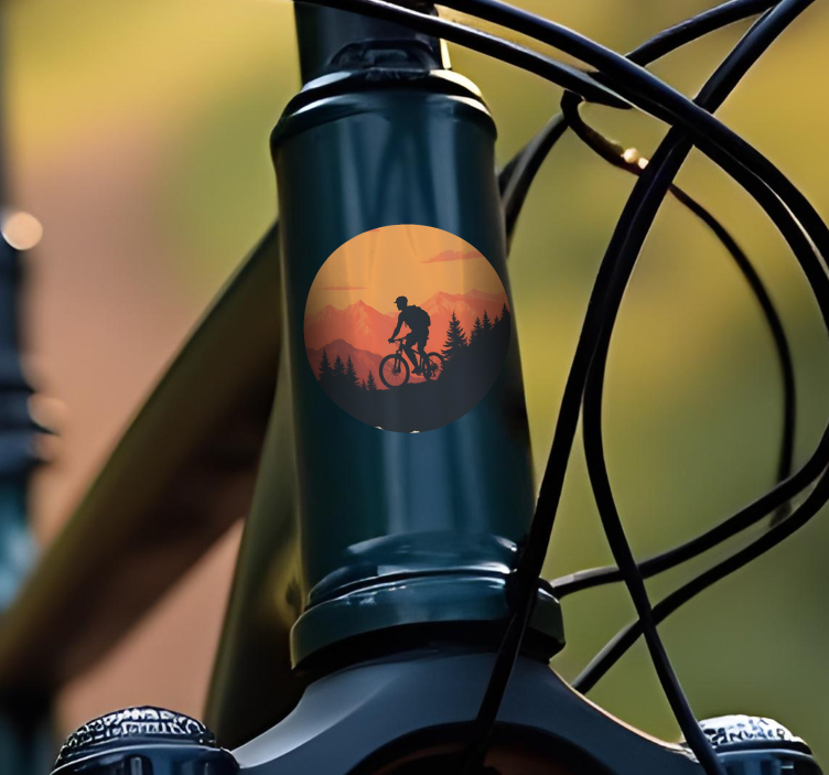 Orange sunset bike sticker - TenStickers