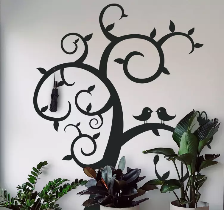 Original bird tree rack coat hanger sticker - TenStickers