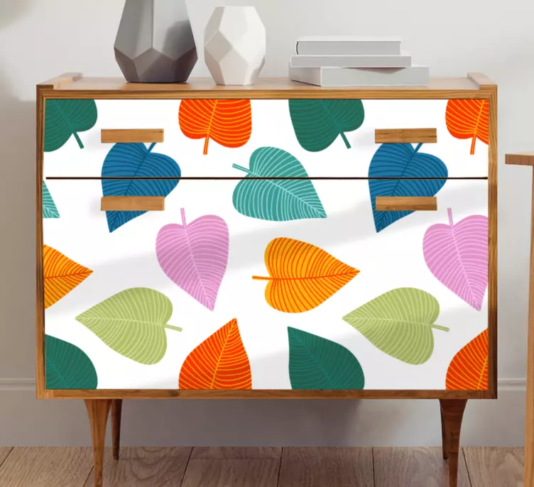 Colorful leaves patterns furniture decal - TenStickers