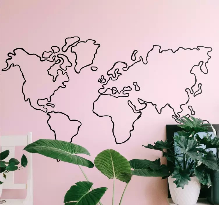 Outline World Map Location sticker - TenStickers