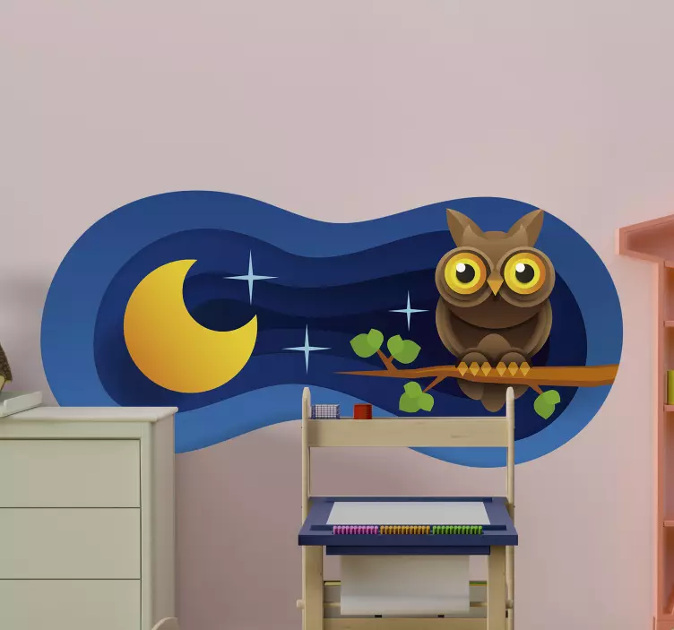 Owl Under Moon wall stickers for kid - TenStickers