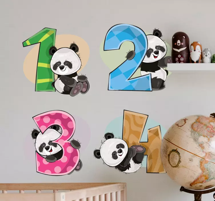 Panda Number Friends wall stickers for kid - TenStickers