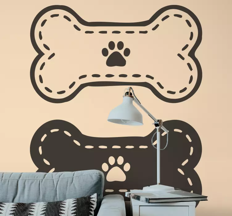 Paw print bones pet sticker - TenStickers