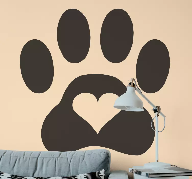 Paw Print Heart wall sticker - TenStickers