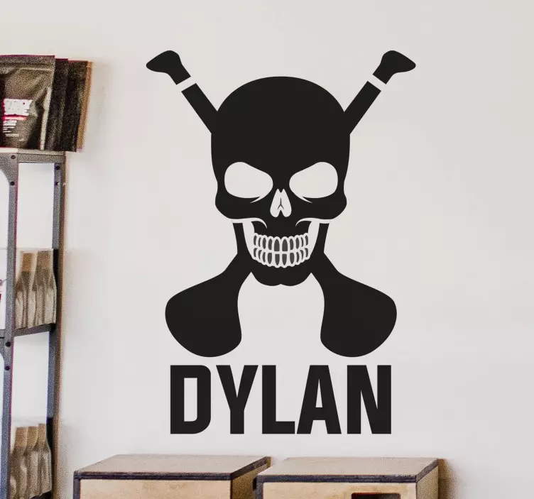 Personalised hurling skull wall decal - TenStickers