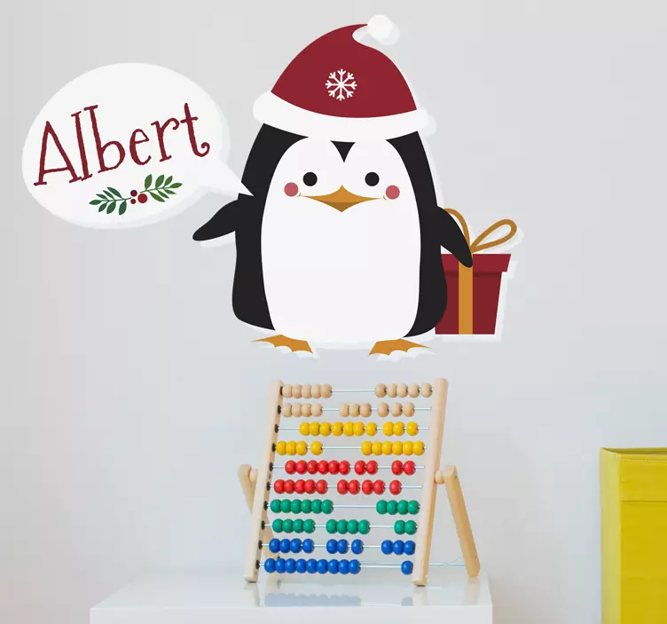 Personalised penguin christmas sticker - TenStickers